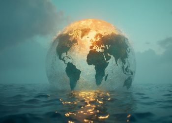 imagem do planeta terra dentro do mar