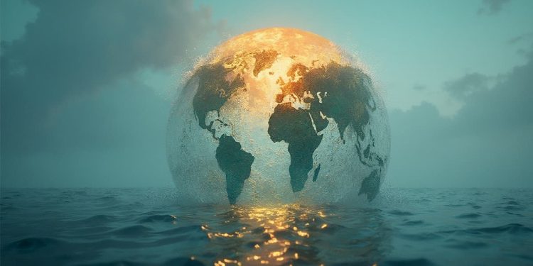 imagem do planeta terra dentro do mar