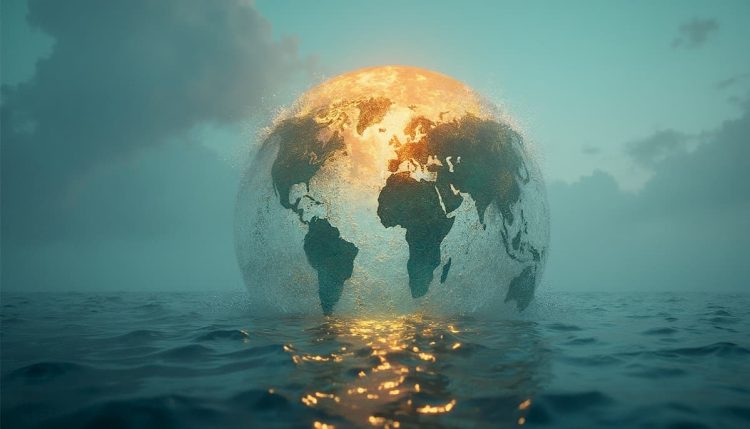 imagem do planeta terra dentro do mar